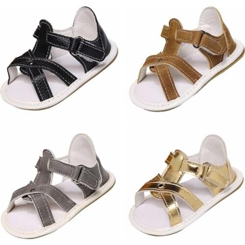 Summer Baby Girls Boy Girl Roma Sandals Infant Cross Strap Design Shose PU Breathable Shoes Soft Sole Anit-slip Toddler Shoes