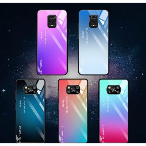 Glass Case for Xiaomi Redmi Note 9S 10 8 Pro 9 9C 9T Poco X3 NFC 11 10T Lite Movil Luxury Smartphone Cover Gradient BE YOURSELF