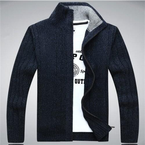 Sweaters Man 2019 Wool Cotton Mens sweater Winter Autumn Zipper Kint Wear Male Cardigan Sweatercoats White Size XXXL