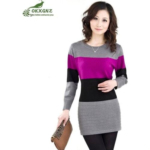 Autumn winter new women knitting Outerwear Middle age large size fashion sweater coat large size medium long sweaterOKXGNZ AF273