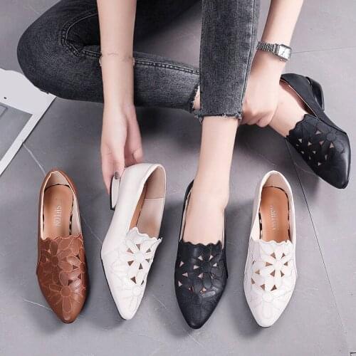 Shoes Female Footwear Shallow Mouth Large Size Women Pointed Toe Low Heels Grandma Dress Big Size New Summer Breathable PU Squar