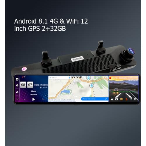 Anfilite 4G Android 8.1 GPS 12 inch Rearview mirror 4G+32G dash cam 1080P DVR camera Video recorder ADAS 24H Parking Monitoring