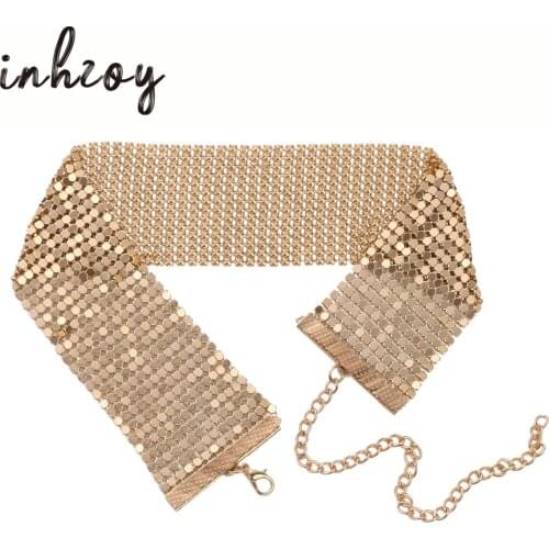 Women Bundle Neck Element Necklace Extra Wide Jewelry Choker Collar Fashion Wedding Accessories Golden/Silver