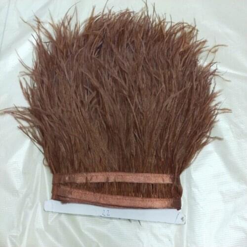 1yard dark coffee Ostrich Feathers Fringe Trims Dyed Feather Ribbons for Dress Skirt Party Clothing Decoration Craft Making