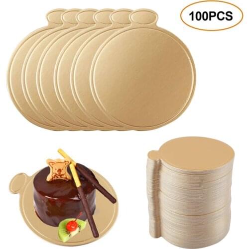 100pcs/pack Golden Silver Base Cake Cardboard Mini Cake Boards Cupcake Dessert Tray Multi Shape Paper Cake Pastry Decorative Kit