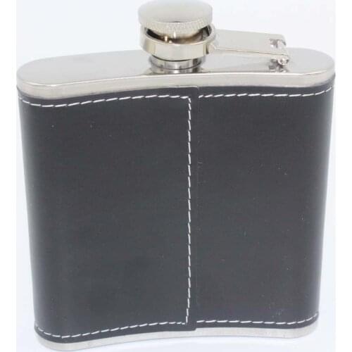 100pcs/lot Free Shipping 6oz Stainless Steel Hip Flask Faux Leather Wrapped Flagon Wine Pot Portable