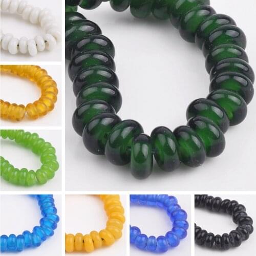 20pcs 8mm Rondelle Handmade Lampwork Glass Loose Spacer Beads for Jewelry Making DIY Crafts Findings