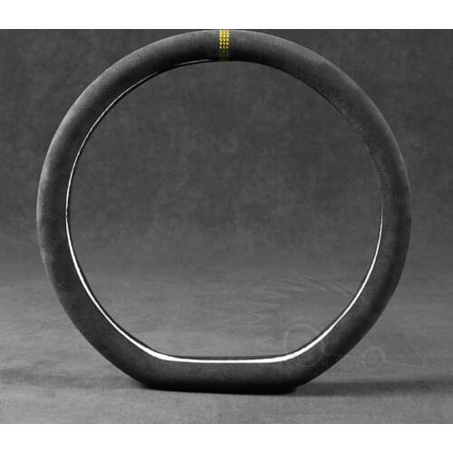 38cm Suede Cow Leather D Shape Car Steering Wheel Cover for Golf K3 POLO JATTA Suzuki Swift Nissan Rogue Mercedes AMG Ferrari