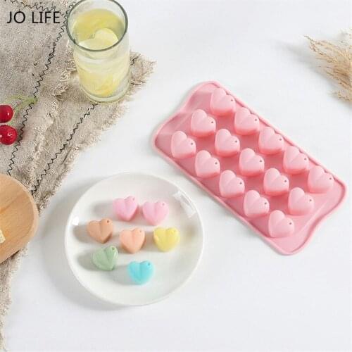 JO LIFE 3D Romantic Ice Cube Heart Silicone Cake Mold Chocolate Fondant Jelly Pudding Birthday Cake Decoration Mould