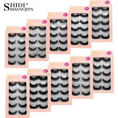 SHIDISHANGPIN 5 Pairs Lashes full Strip False Eyelash Natural mink 3d Mink Eyelashes Hand Made eyelashes Extension makeup Lashes
