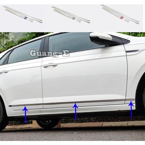 For Volkswagen VW Polo Hatchback 2019 2020 2021 2022 Car Detector Side Door Trim Sticks Strips Molding Bumper Parts 6pcs