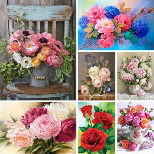 5D DIY Diamond Painting Flowers Rose And Flower Cross Stitch Kit Full Drill Embroidery Mosaic Art Picture of Rhinestones Decor