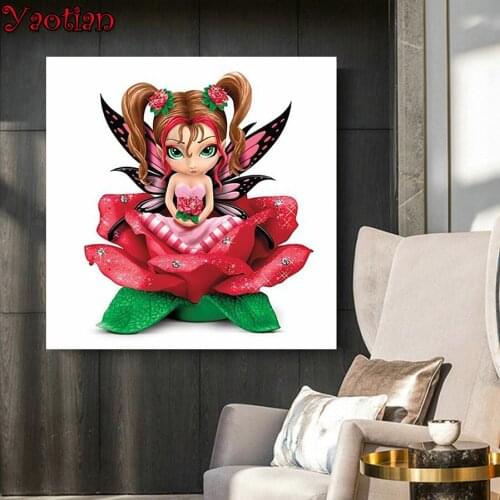 Diamond Painting Butterfly Fairy Cartoon Girl With Big Eyes Cross Stitch Diamond Embroidery Rhinestones Home Decor Handmade