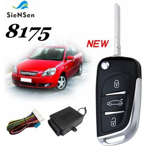SieNSen Car Auto Alarm Remote Central Door Locking Vehicle Keyless Entry System Kit 12V With Uncut Key Blade and logo M602-8175