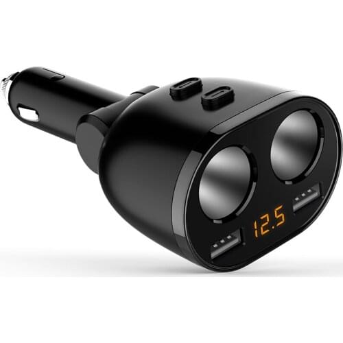 Car Charger USB Cigarette Lighter 3.1A Fast Charging Splitter Cigarette Lighter Charger Adapter Socket Rotatable Digital Voltage