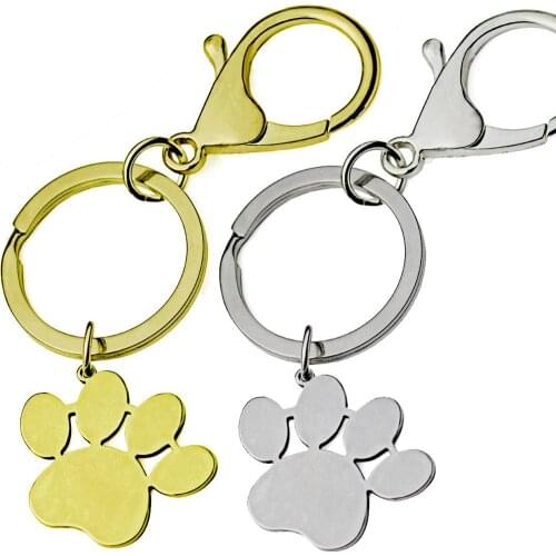 FREE SHIPPING BY DHL 100pcs/lot 2019 Titanium Steel Pet Paw Keychains Metal Dog Paw Keyrings Custom Logo