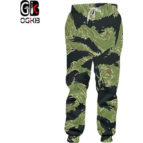 OGKB Mens Casual Sweatpants Full Length Long Drawstring Pants Male Print Green Camouflage 3d Jogger Pants Homme Streetwear 6XL