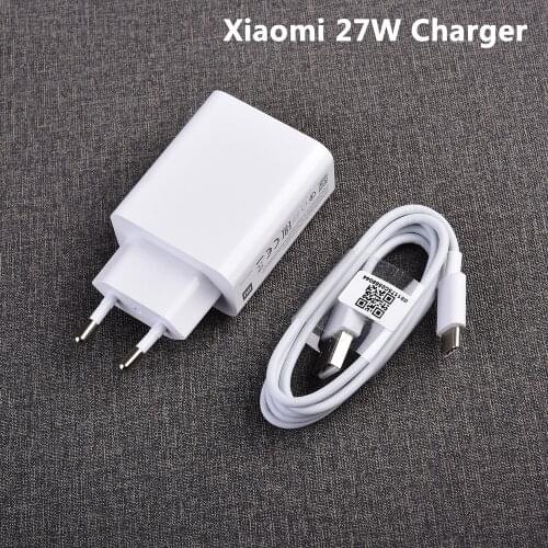 Xiaomi Mi Quick Charger 27W EU/US Turbo Charger USB Type-C Cable For 9 10 9T Pro CC9 A3 Lite Redmi K20 K30 Pro Note 7 8 9 Pro 8T