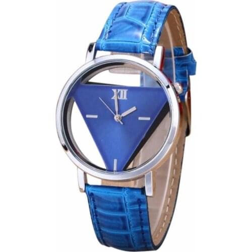 Hot Maketing Womens Watch Mens Womens Unique Hollowed-out Triangular Dial Black Fashion Watch Wristwatches Dress JE12