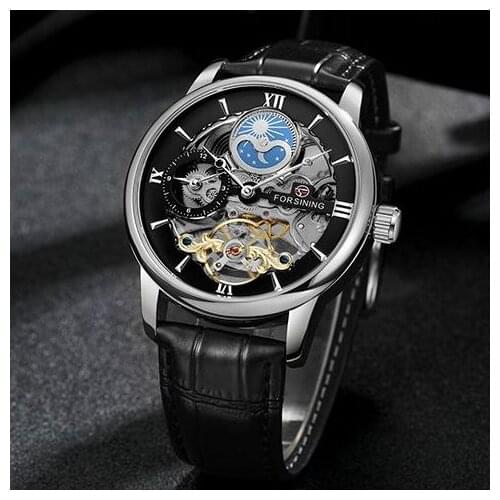 Luxury 4124 Leather Business Strap Tourbillon Skeleton Automatic Machanical Watches For Man Fashion Male Wristwatches
