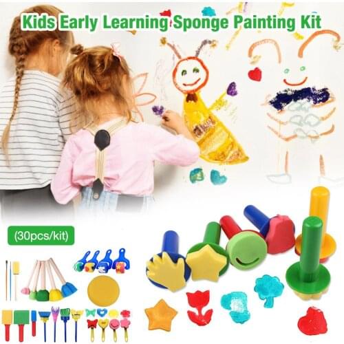30Pcs DIY Children Painting Foam Sponge Brush Tools Kit Kids Early Learning Painting Art Drawing Toys Paint Art Brush Pen Gift