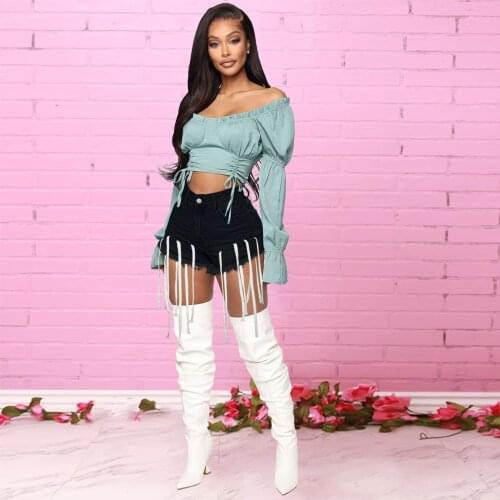 2021 New Summer Straight leg Short Pants Womens Clothes Fashion Long Fringe Pants Female Streetwear Denim Shorts Vogue Clothing