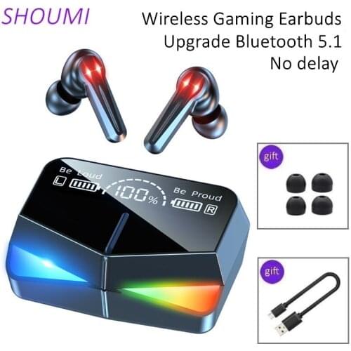 Shoumi TWS Gaming Earbuds Low Delay Bass Wireless Earphone Sport Earbud Noise Cancelling Headphones with Mic,for Headset Gamer