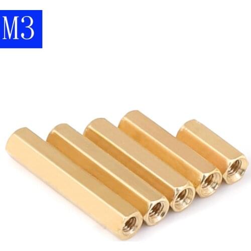 M3 3mm Brass Threaded Hex Double Pass Spacer Copper Column Support Nut For PCB Board