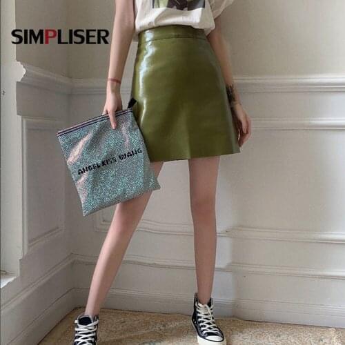 PU Leather Skirts Women Sexy High Waisted Mini Skirts Solid Highstreet Skirts 2020 Summer Midi Skirts Women