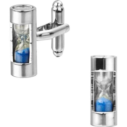 Mens shirts Cufflinks high-quality copper material Silvery Blue time hourglass Cufflinks 5 pairs of packaging for sale