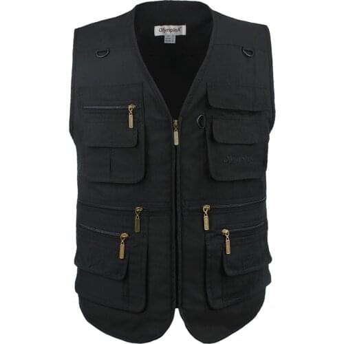 Men Vest Outdoors Sleeveless Jacket Vest With Many Pockets V-Neck Waistcoat Travel Coat Fishing Vest Fashion