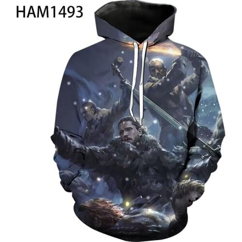 Summer new 3D hooded mens and womens Sweatshirt game of threads printed boys' and girls' home retro street fashion Pullover