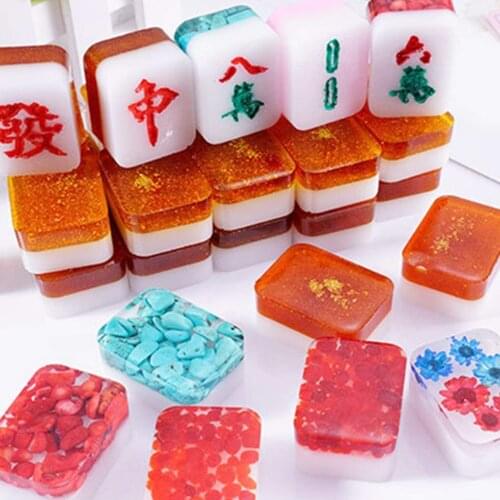 DIY Crystal Epoxy Silicone Mould High Mirror Creative Mahjong Shape Silicone Mold Dried Flower Resin Decorative Hand Crafts