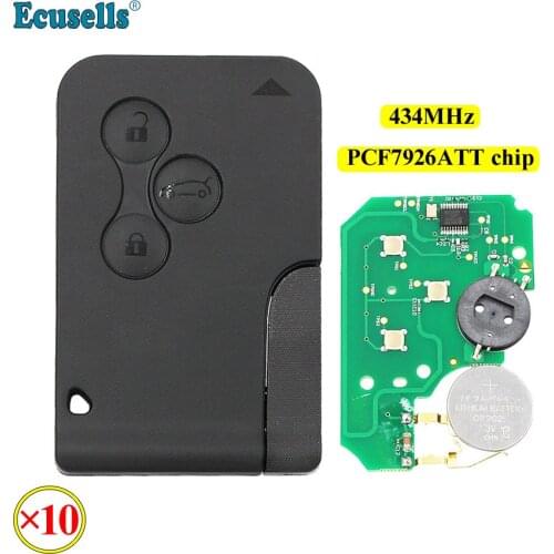 10pcs/lot 3 Buttons Remote Key 433MHz PCF7947 Chip ID46 for RENAULT Megane Scenic 2003-2008 Smart Card Fob