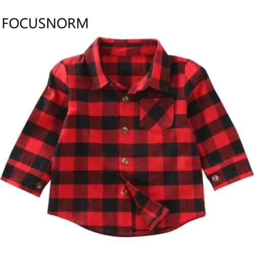 Baby Boys Girls Shirt Kids Clothes Long Sleeve Plaids Shirt Casual Checks Blouse Tops For Boys And Girls 2-7Years