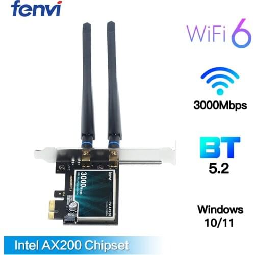 Wifi6 AX200 3000Mbps Dual Band 2.4G/5Ghz 802.11ac/ax MU-MIMO Bluetooth 5.1 Network Wifi Card Adapter For Pc Desktop Windows 10