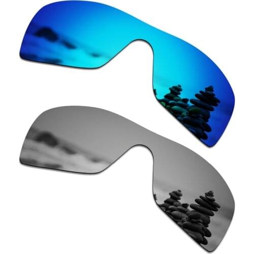 SmartVLT 2 Pieces Polarized Sunglasses Replacement Lenses for Oakley Batwolf Ice Blue and Silver Titanium