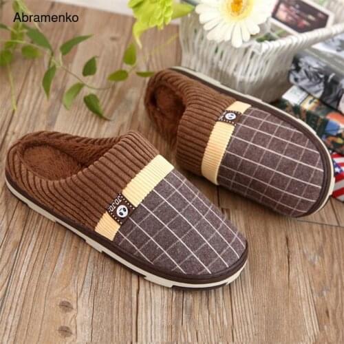 Womens Shoes Home Soft Warm Slippers Winter Mens Slippers Plush Flock Non slip Rubber Slides Couple Footwear Bedroom 2020 New