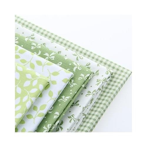 Cotton Fabric DIY Handmade Hometextile, Patchwork Cloth For Dress Sofa Curtain Green 5pcs 40*50cm