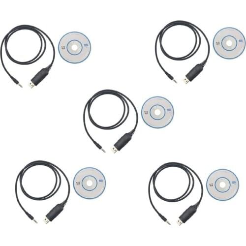 5PCS USB Programming Cable with CD Software For QYT KT-8900 KT-8900R KT-8900 KT-7900D Dual Band Mobile Car Ham Radio Transceiver