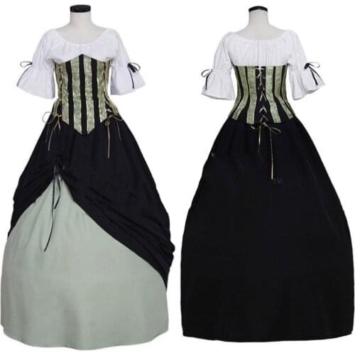 Vintage Europe Medieval Victorian Renaissance Dress Adult Women Lady Dress Halloween Party Clothing Custom Made