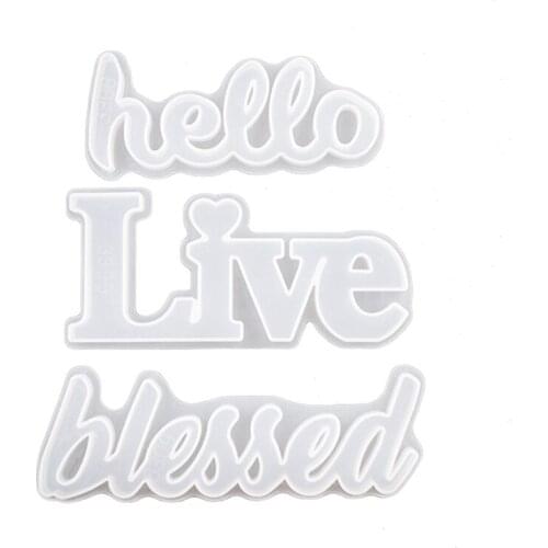 Hello Blessed Live Letter Resin Casting Molds English Letters Pendant Silicone
