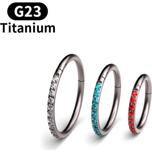 1Pc Top Quality G23 Titanium 16G Zircon Septum Clicker Piercing Daith Nose Ring Body Piercing Hanger Clip On Fashion Jewelry