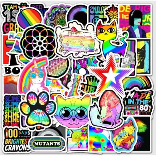 10/30/50PCS/ Rainbow Department Graffiti Laptop Computer Guitar Motorcycle Luggage Skateboard Bike Waterproof Sticker Wholesale