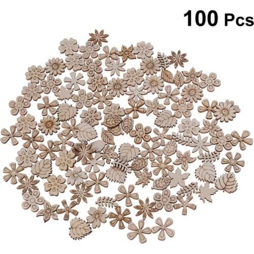 100pcs 20mm DIY Doodle Educational Toy Small Natural Wooden Slice Scrapbooking Embellishments DIY Craft Decor (Mixed Pattern)