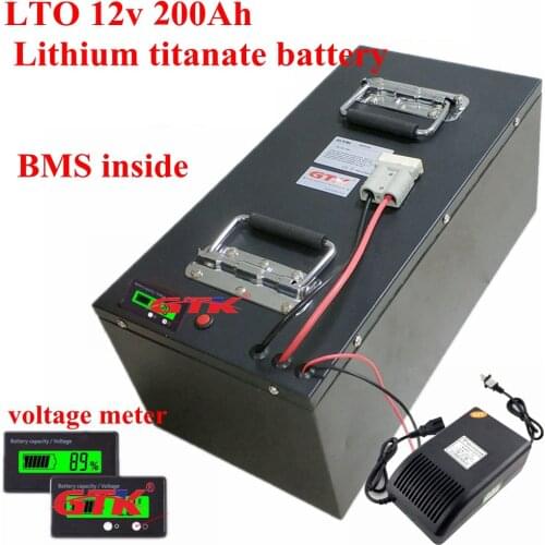 12v 200Ah Lithium titanate LTO battery pack with 100A BMS for solar energy caravan Recreational Vehicles quads EV +20A Charger