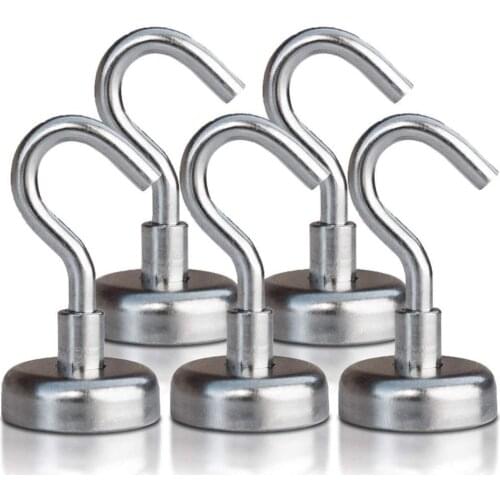 2/5/10pcs Magnetic Hooks Magnet Power Hook Neodymium Rare Earth Holder 5.5kg N52 D16 16mm Strong Magnet Wall Hardware