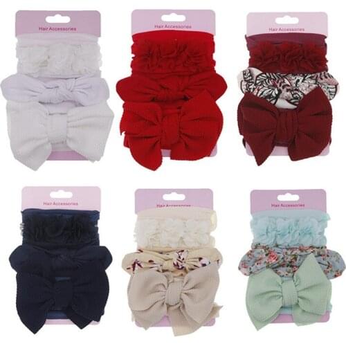 3pcs/set Baby Baby Flower Knot Cute Rabbit Ear Soft Hair Belt Set Children Photo Headdress Hair Ornament Baby Bows Hairband