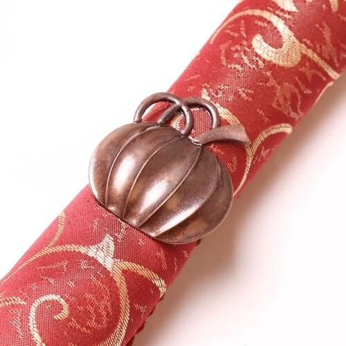 4PCS/Metal Bronze Pumpkin Napkin Ring Western Food Dining Table Decoration Jewelry For Dining Table Etiquette Family Party