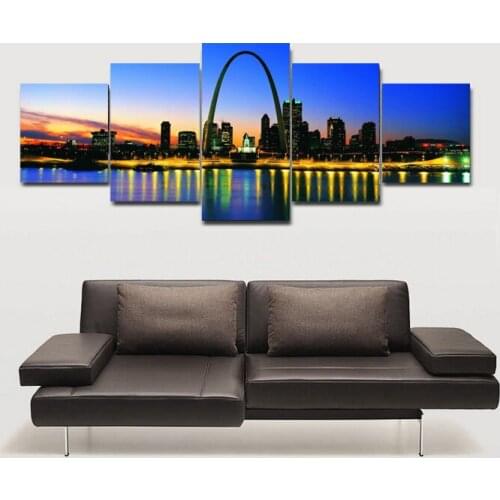 5 pieces Modern painting picture city landscape on oil canvas for home decor and wallpaper, gallery